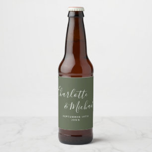 Rótulo Para Garrafa De Cerveja Casamento Verde Oleícola de Script de Assinatura E