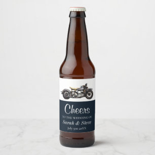 Rótulo Para Garrafa De Cerveja Casamento vintage de Motocicleta Cheque Node Groom