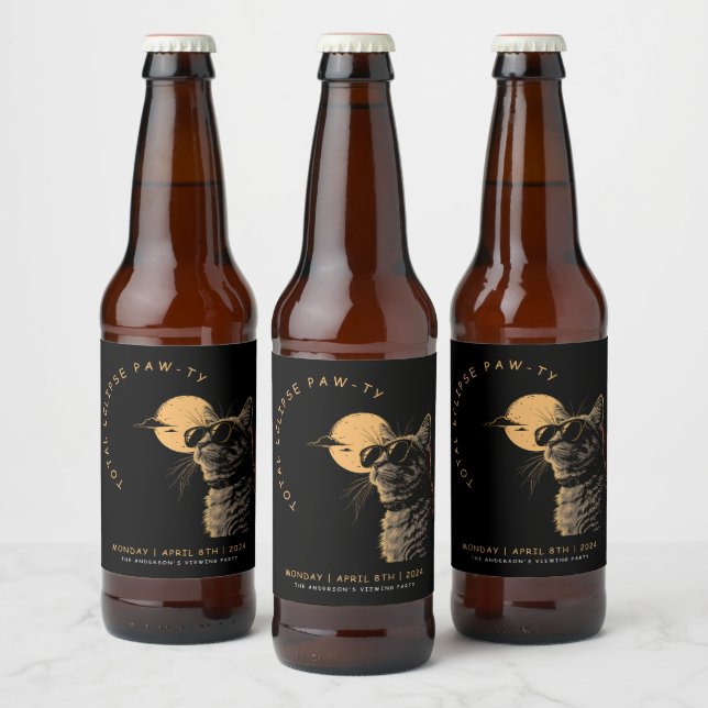 Rótulo Para Garrafa De Cerveja Cat 2024 Grupo de Visualização do Eclipse Solar To (Garrafas)