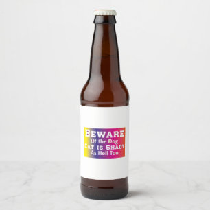 Rótulo Para Garrafa De Cerveja Cat Art Beware Of The Dog