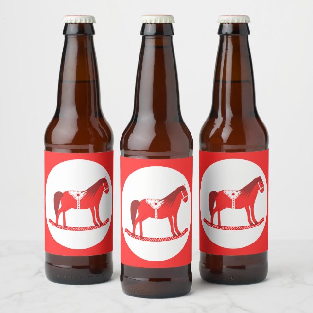 Rótulo Para Garrafa De Cerveja Cavalo Rocco de Natal escandinavo (Garrafas)