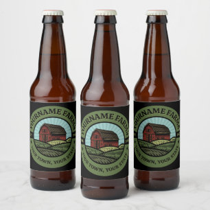 Rótulo Para Garrafa De Cerveja Celeiro Antigo ADICIONE NOME Fazenda Rural Plantaç