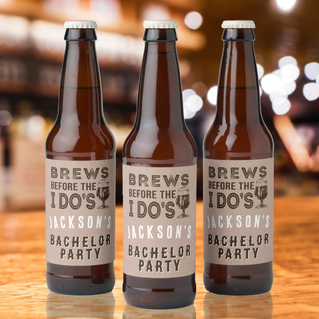 Rótulo Para Garrafa De Cerveja Cerveja Antes da Despedida de Solteiro (Brews Before the I Do's Bachelor Party Beer Bottle Labels)