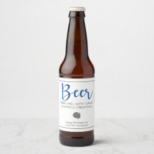 Rótulo Para Garrafa De Cerveja Cerveja Pairs bem com peru e parentes difíceis