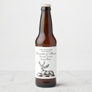 Rótulo Para Garrafa De Cerveja Cervo com Emblema de Crista Heráldica de Samambaia