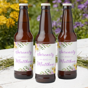 Rótulo Para Garrafa De Cerveja Chá de Bebê Floral Boho Girassol Margarida