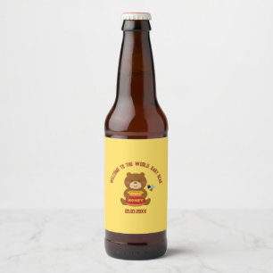 Rótulo Para Garrafa De Cerveja Chá de fraldas do Tema do Urso Bonito