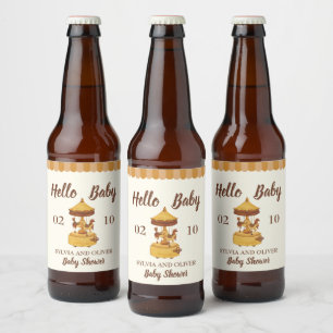 Rótulo Para Garrafa De Cerveja Chá de fraldas neutro do carrossel