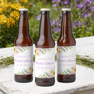 Rótulo Para Garrafa De Cerveja Chá de Noiva Floral Boho Girassol Margarida