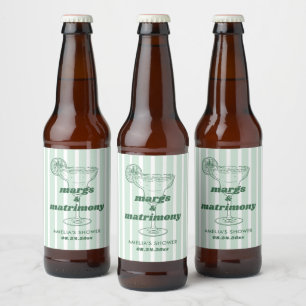 Rótulo Para Garrafa De Cerveja Chá de Noiva Retro Margs e Matrimônio