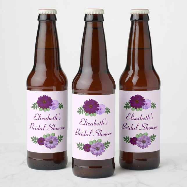 Rótulo Para Garrafa De Cerveja Chá de panela Floral de Púrpura (Garrafas)