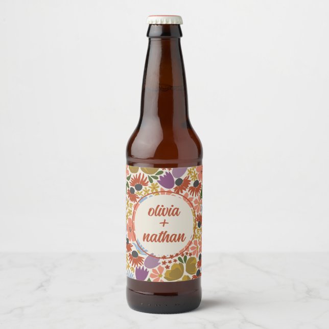 Rótulo Para Garrafa De Cerveja Chá de panela Floral ou Casamento Personalizado (Frente)