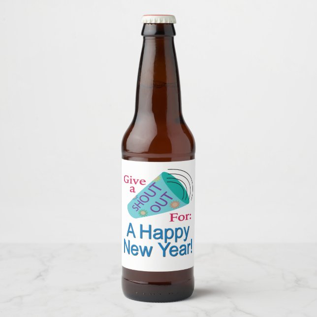 Rótulo Para Garrafa De Cerveja Chamada Para Um Feliz Ano Novo (Frente)