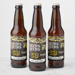Rótulo Para Garrafa De Cerveja Cheers and Beers to 53 Years Rustic Birthday