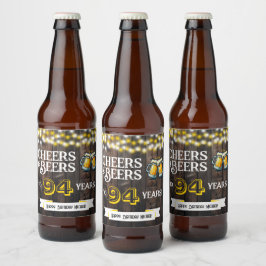 Rótulo Para Garrafa De Cerveja Cheers and Beers to 94 Years Rustic Birthday