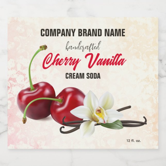 Rótulo Para Garrafa De Cerveja Cherry Vanilla (Rótulo Único)