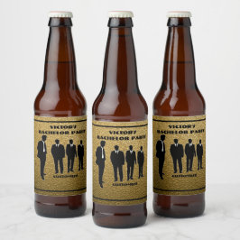 Rótulo Para Garrafa De Cerveja Chic Black & Dourado Bachelor Party