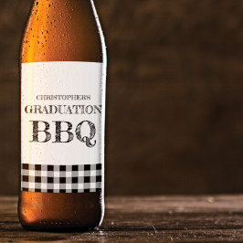 Rótulo Para Garrafa De Cerveja Churrasco de Gingham de Formatura