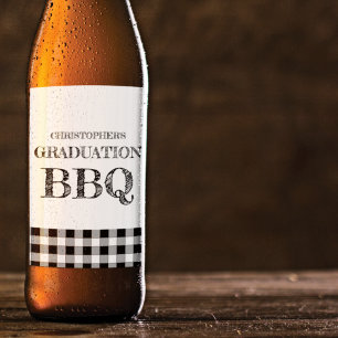 Rótulo Para Garrafa De Cerveja Churrasco de Gingham de Formatura