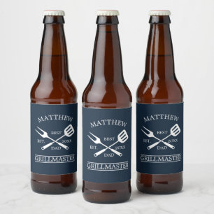 Rótulo Para Garrafa De Cerveja CHURRASCO Grill Mestre Personalizado Melhor Pai Pa