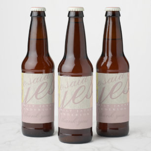 Rótulo Para Garrafa De Cerveja Chuva Rosa Moderno Bridal Shower OBRIGADO Clássico