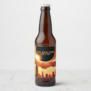 Rótulo Para Garrafa De Cerveja CIDADE do eclipse solar total 8 de abril de 2024 l