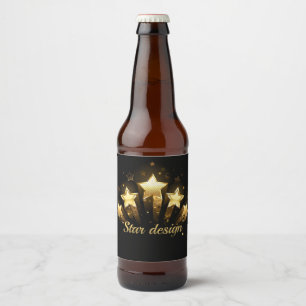 Rótulo Para Garrafa De Cerveja Cinco estrelas douradas em preto