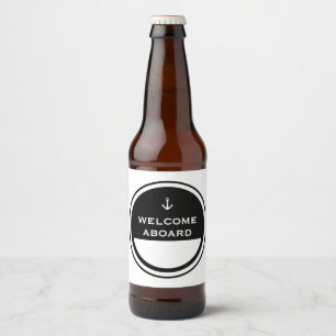 Rótulo Para Garrafa De Cerveja Círculo de Âncora Náutica de Boas-vindas