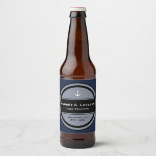 Rótulo Para Garrafa De Cerveja Círculo náutico customizável da âncora