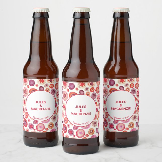 Rótulo Para Garrafa De Cerveja Círculos de Aquarela Rosa Abstrato modernos (Garrafas)