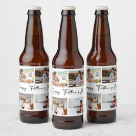 Rótulo Para Garrafa De Cerveja Colagem de fotos de Dia de os pais feliz