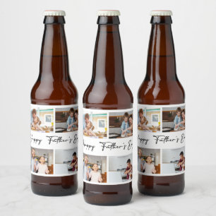 Rótulo Para Garrafa De Cerveja Colagem de fotos de Dia de os pais feliz