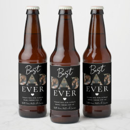 Rótulo Para Garrafa De Cerveja Colagem de Fotos do Pai Preto Moderno Presente do 