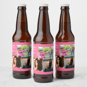 Rótulo Para Garrafa De Cerveja Colagem de Fotos Feliz Aniversário do Amigo Person