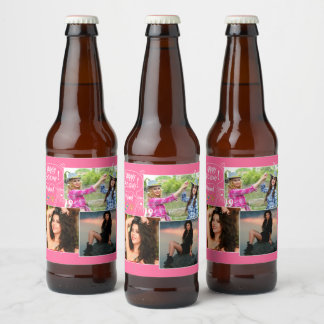 Rótulo Para Garrafa De Cerveja Colagem de Fotos Feliz Aniversário do Amigo Person