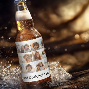 Rótulo Para Garrafa De Cerveja Colagem de Grade de 12 Fotos - Branco - Tipo Mod P