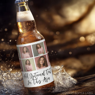 Rótulo Para Garrafa De Cerveja Colagem de Grade de Foto Mínima Moderna - Branco