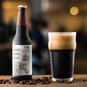 Rótulo Para Garrafa De Cerveja Colagem Moderna Três Foto   Feliz Dia de Ação d