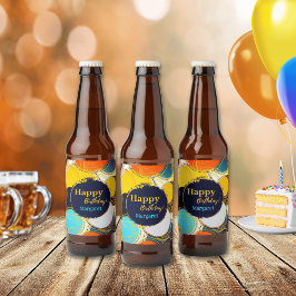 Rótulo Para Garrafa De Cerveja Colorida Retro 70s Feliz Aniversário Personalizar
