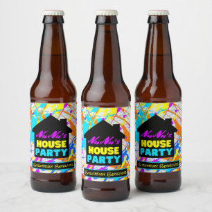Rótulo Para Garrafa De Cerveja Colorido do Partido do Hop Retro Neon 90