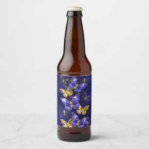 Rótulo Para Garrafa De Cerveja Composição com Borboletas Safira