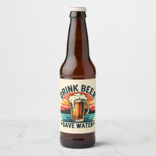 Rótulo Para Garrafa De Cerveja Copo de Cerveja Pôr do Sol Vintage Retro Divertido