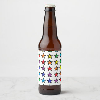 Rótulo Para Garrafa De Cerveja Copo Térmico de Estrelas Arco-íris com Contorno Pr