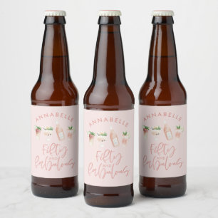 Rótulo Para Garrafa De Cerveja Cor d'água rosada 50 e fabuloso aniversário