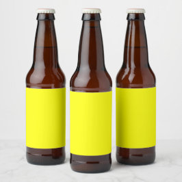 Rótulo Para Garrafa De Cerveja Cor Sólida Neon Amarelo | Clássico