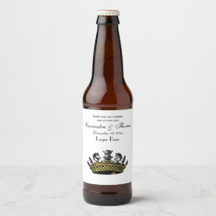 Rótulo Para Garrafa De Cerveja Coroa Vintage Com Cor de Peças de Xadrez