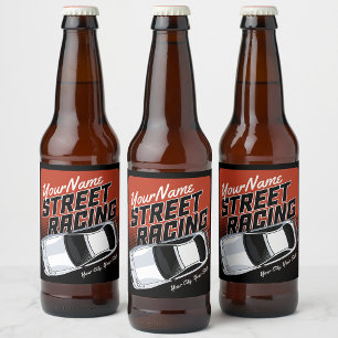Rótulo Para Garrafa De Cerveja Corrida de Carros Personalizada de Rua Motorsport