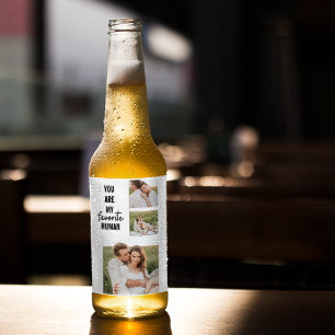 Rótulo Para Garrafa De Cerveja Cota de Foto do Casal de Colagem Moderna e Amor Ro