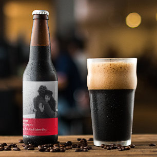 Rótulo Para Garrafa De Cerveja  Cotação Vermelha Trendy e Foto   Presente Dia d
