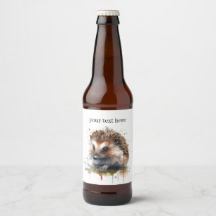 Rótulo Para Garrafa De Cerveja Cozy Critter: Hedgehog em Watercolor, personalizad